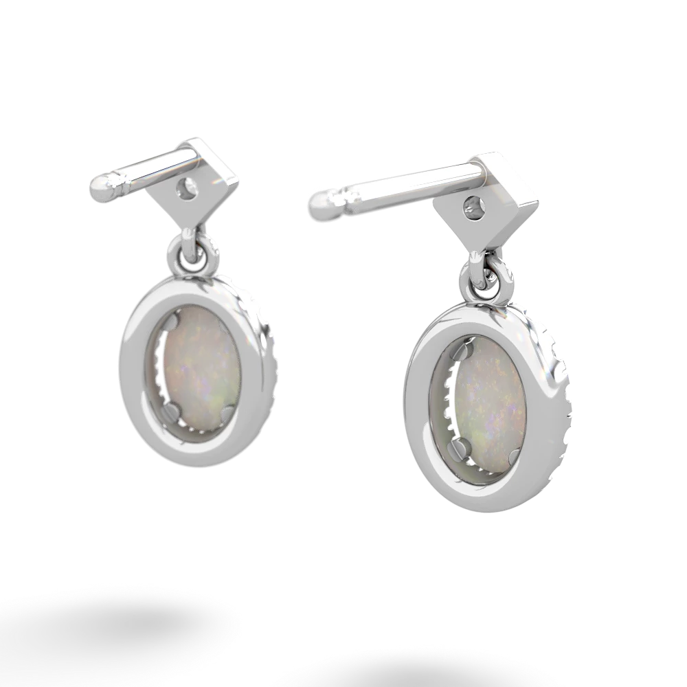 Opal Antique-Style Halo 14K White Gold earrings E5720