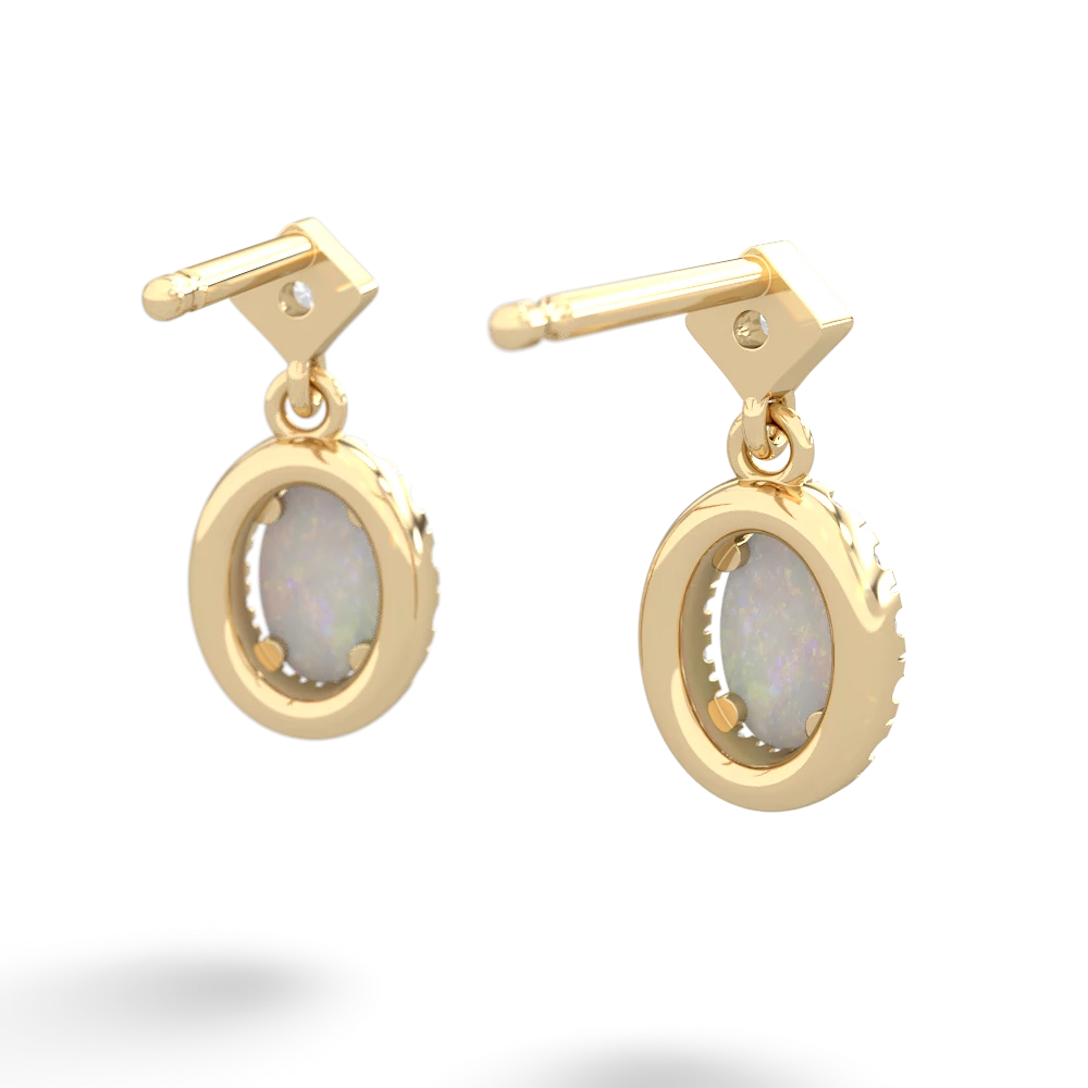 Opal Antique-Style Halo 14K Yellow Gold earrings E5720