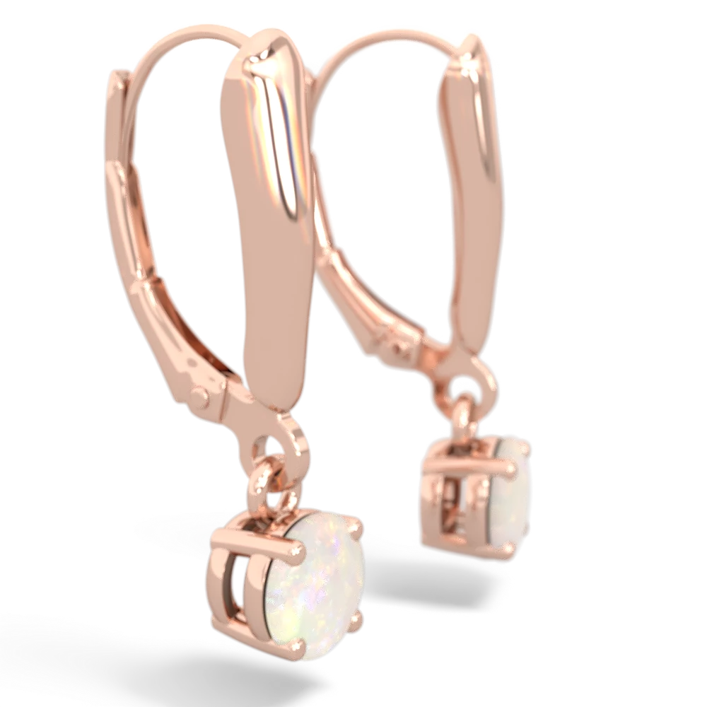 Opal 5Mm Round Lever Back 14K Rose Gold earrings E2785