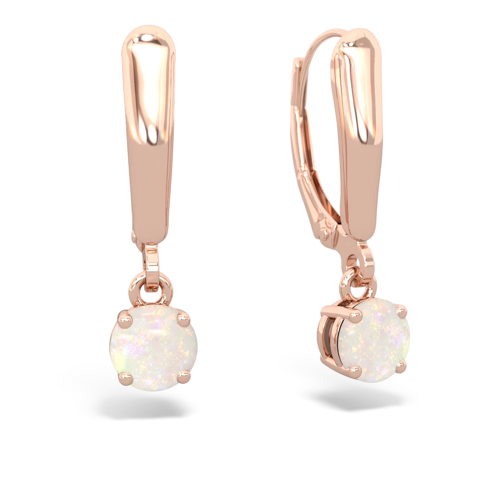 Opal 5Mm Round Lever Back 14K Rose Gold earrings E2785