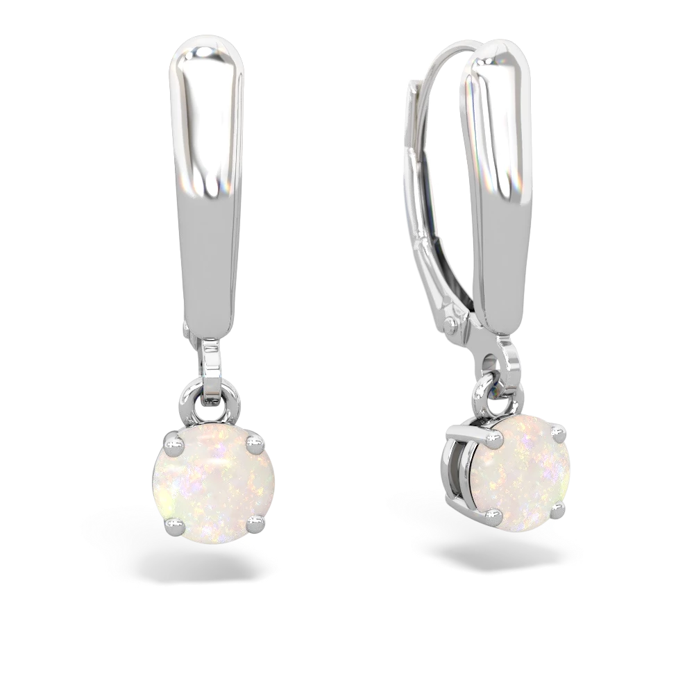 Opal 5Mm Round Lever Back 14K White Gold earrings E2785