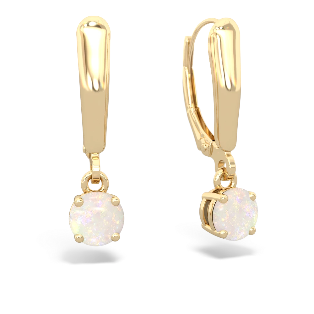 Opal 5Mm Round Lever Back 14K Yellow Gold earrings E2785