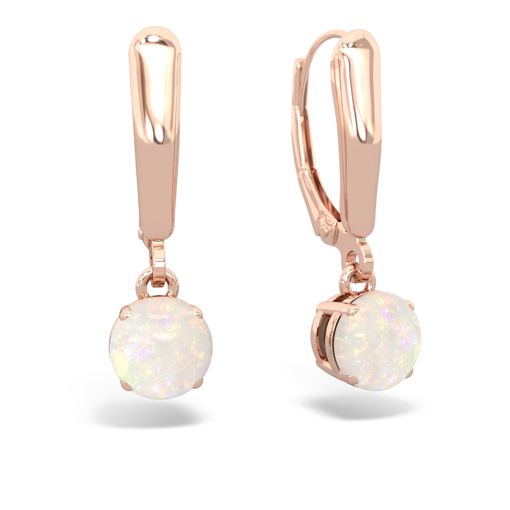 Opal 6Mm  Round Lever Back 14K Rose Gold earrings E2786