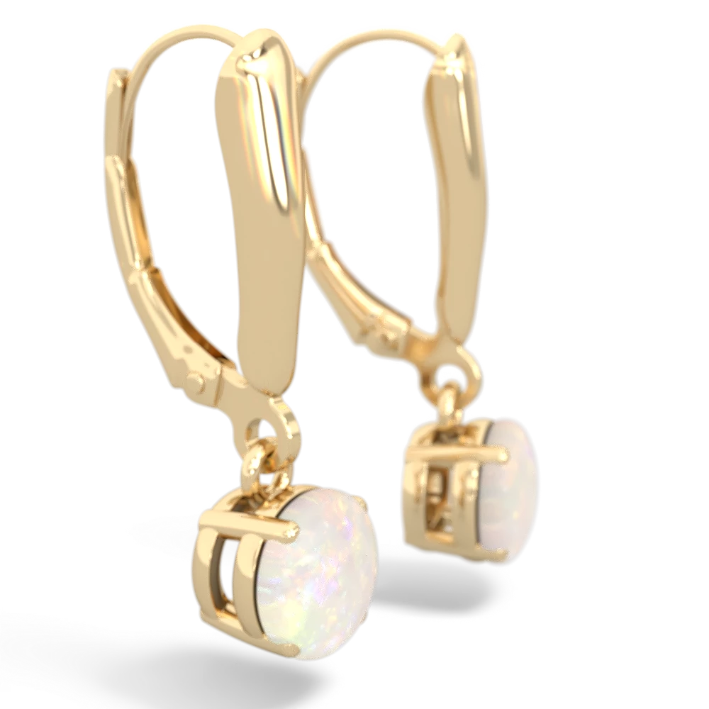 Opal 6Mm  Round Lever Back 14K Yellow Gold earrings E2786