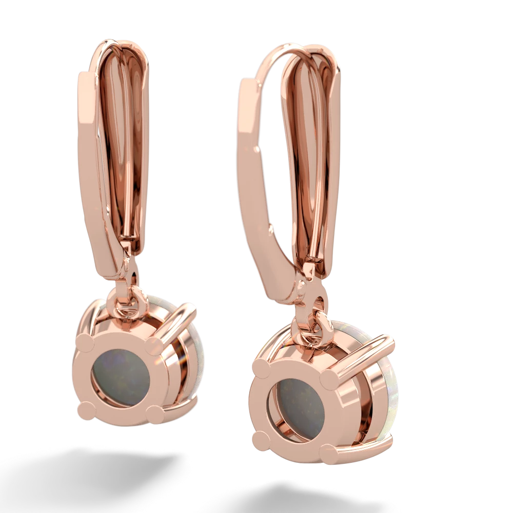 Opal 8Mm Round Lever Back 14K Rose Gold earrings E2788