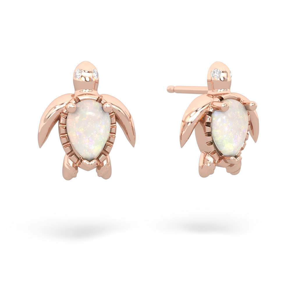 Opal Baby Sea Turtle 14K Rose Gold earrings E5241