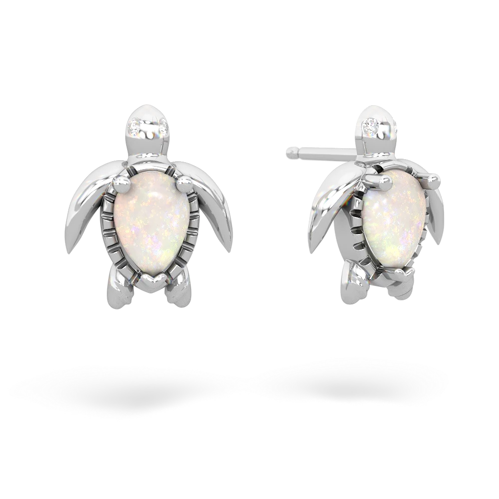 Opal Baby Sea Turtle 14K White Gold earrings E5241