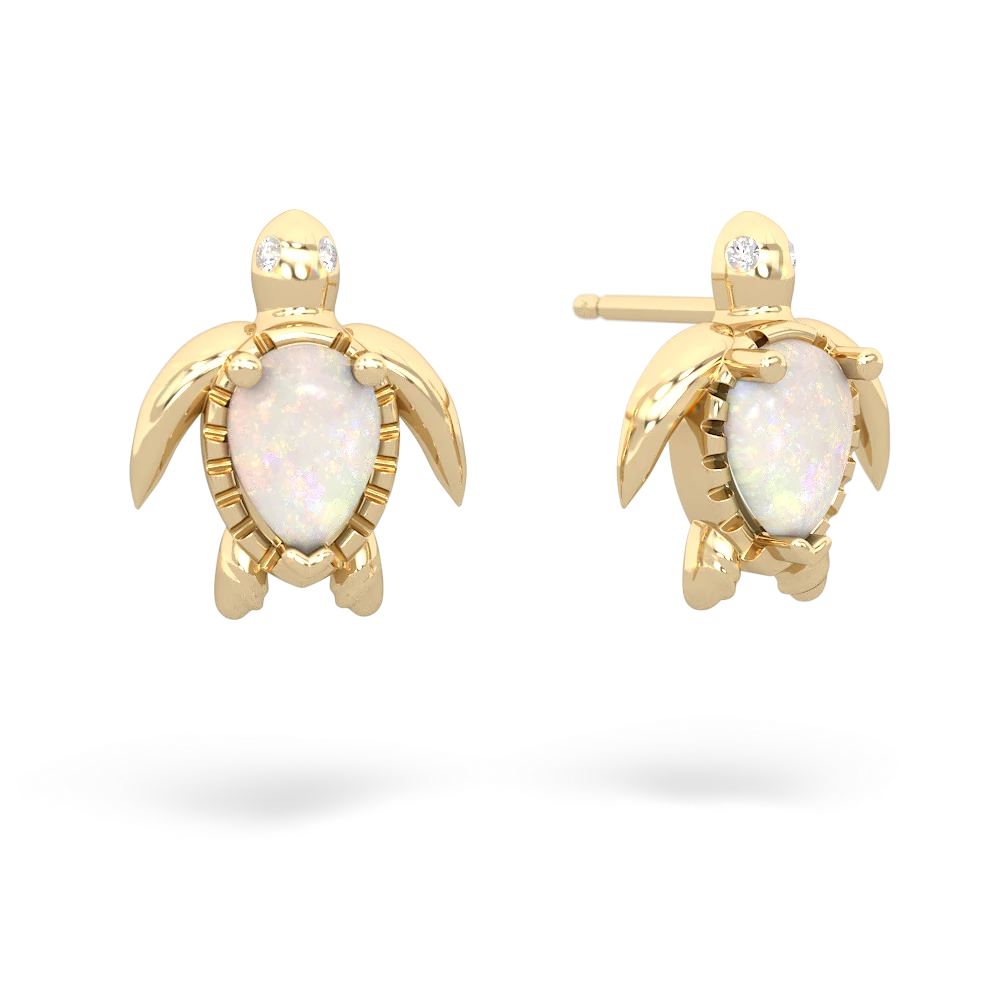 Opal Baby Sea Turtle 14K Yellow Gold earrings E5241