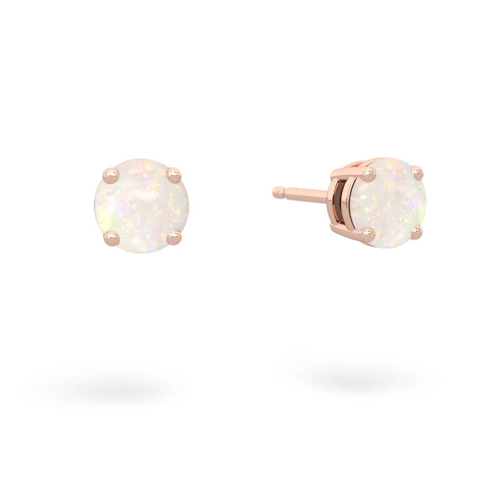 Opal 5Mm Round Stud 14K Rose Gold earrings E1785