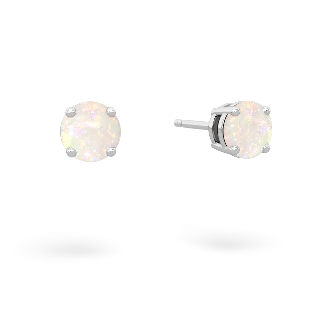 Opal 5Mm Round Stud 14K White Gold earrings E1785