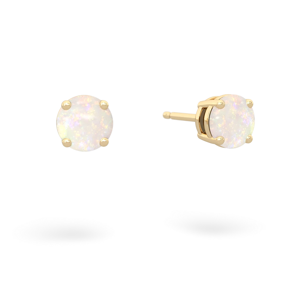 Opal 5Mm Round Stud 14K Yellow Gold earrings E1785