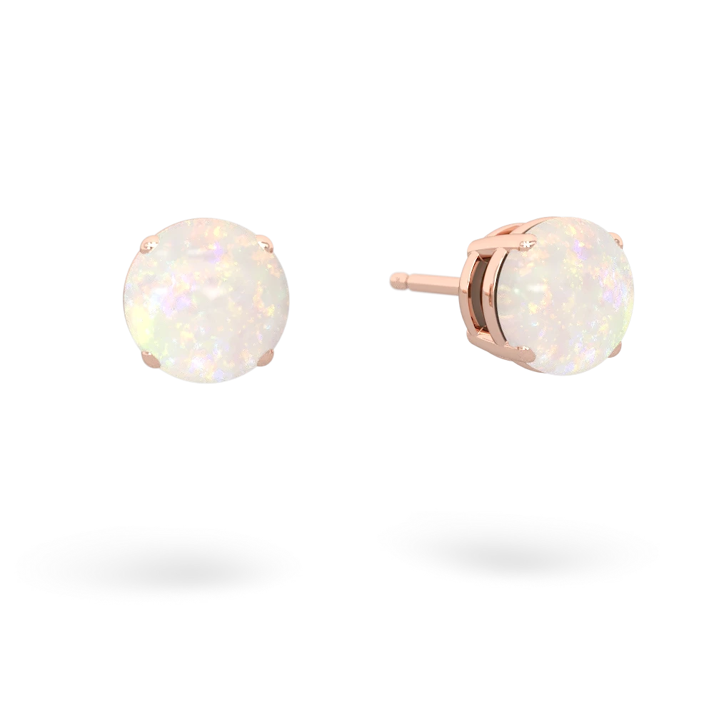 Opal 6Mm Round Stud 14K Rose Gold earrings E1786