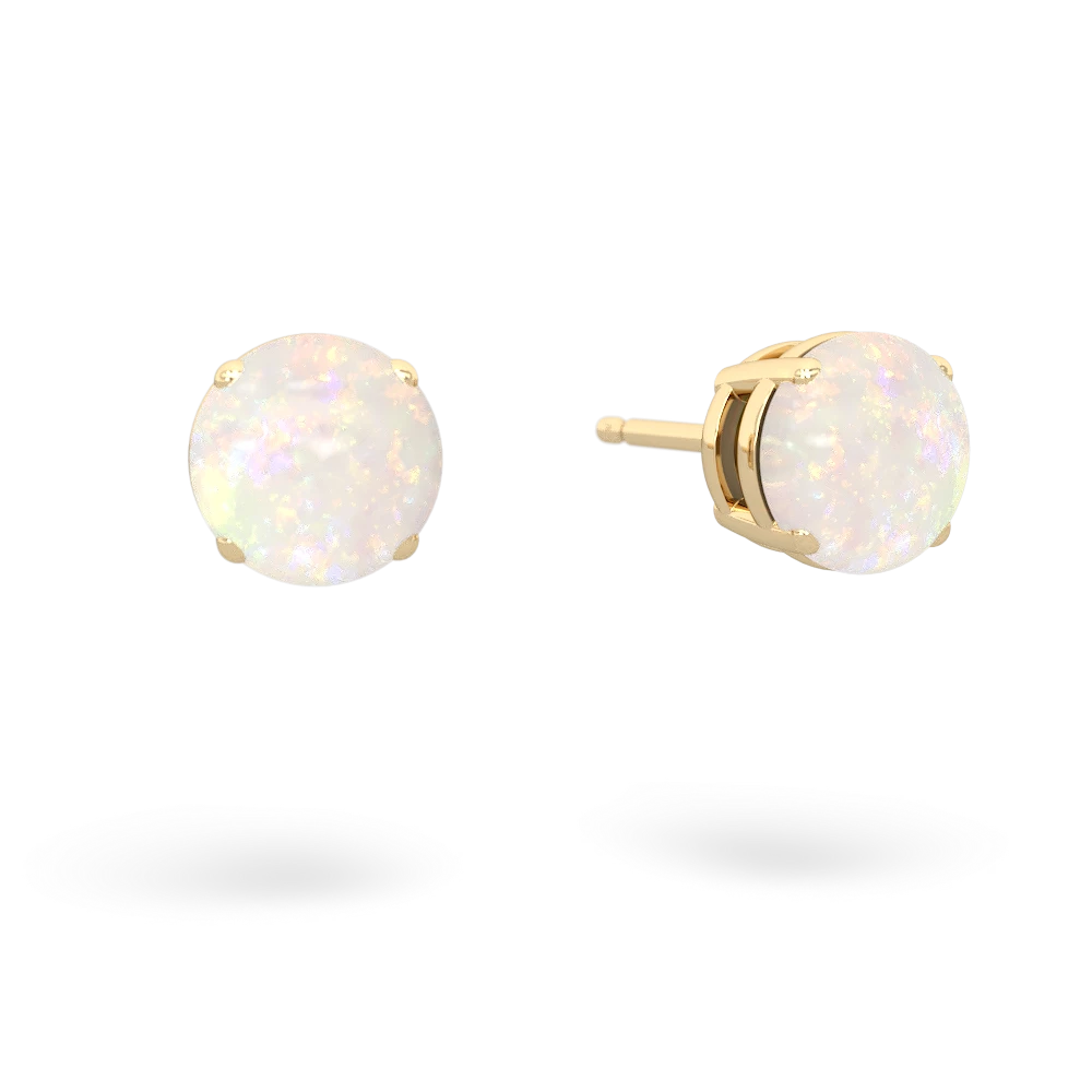 Opal 6Mm Round Stud 14K Yellow Gold earrings E1786