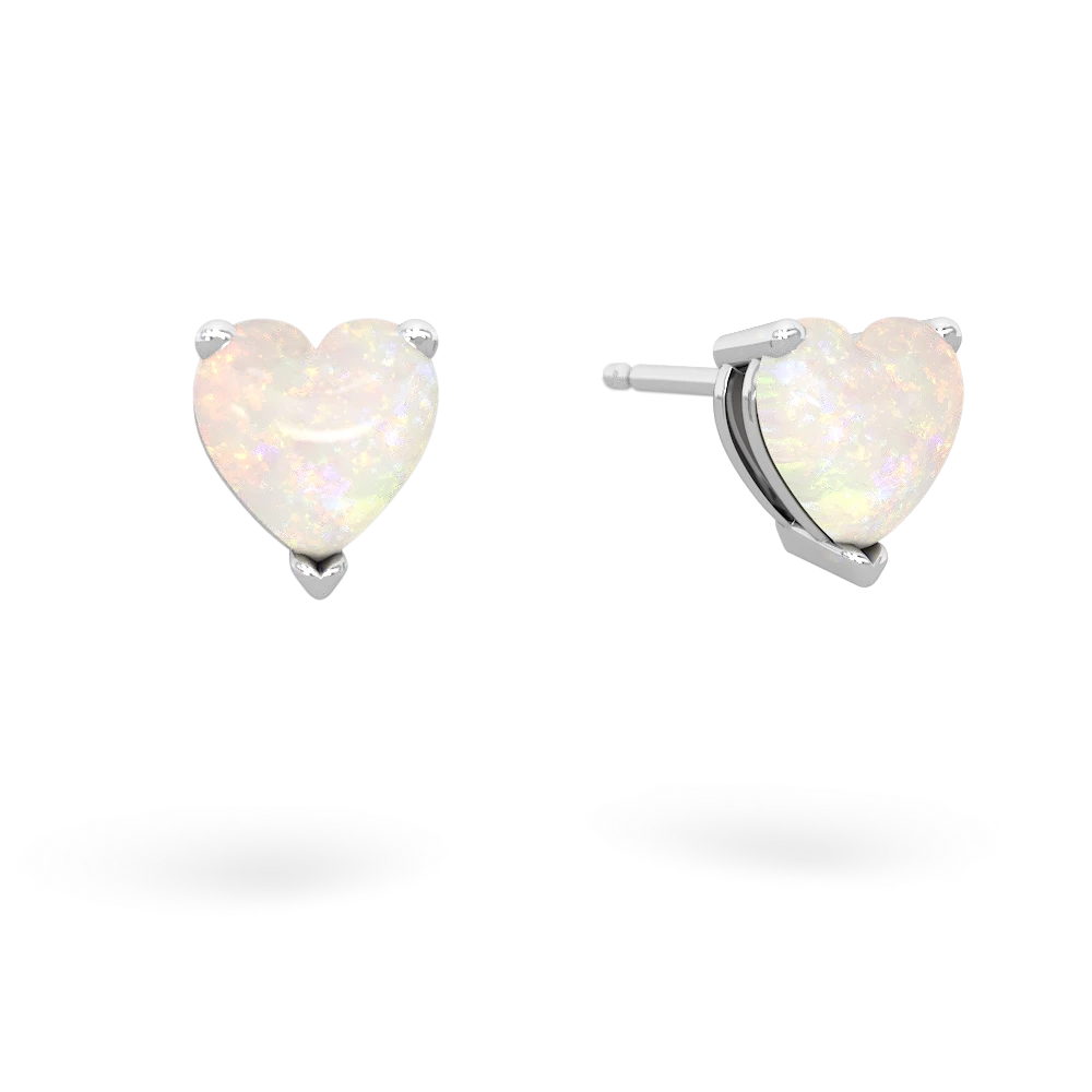 Opal 6Mm Heart Stud 14K White Gold earrings E1862