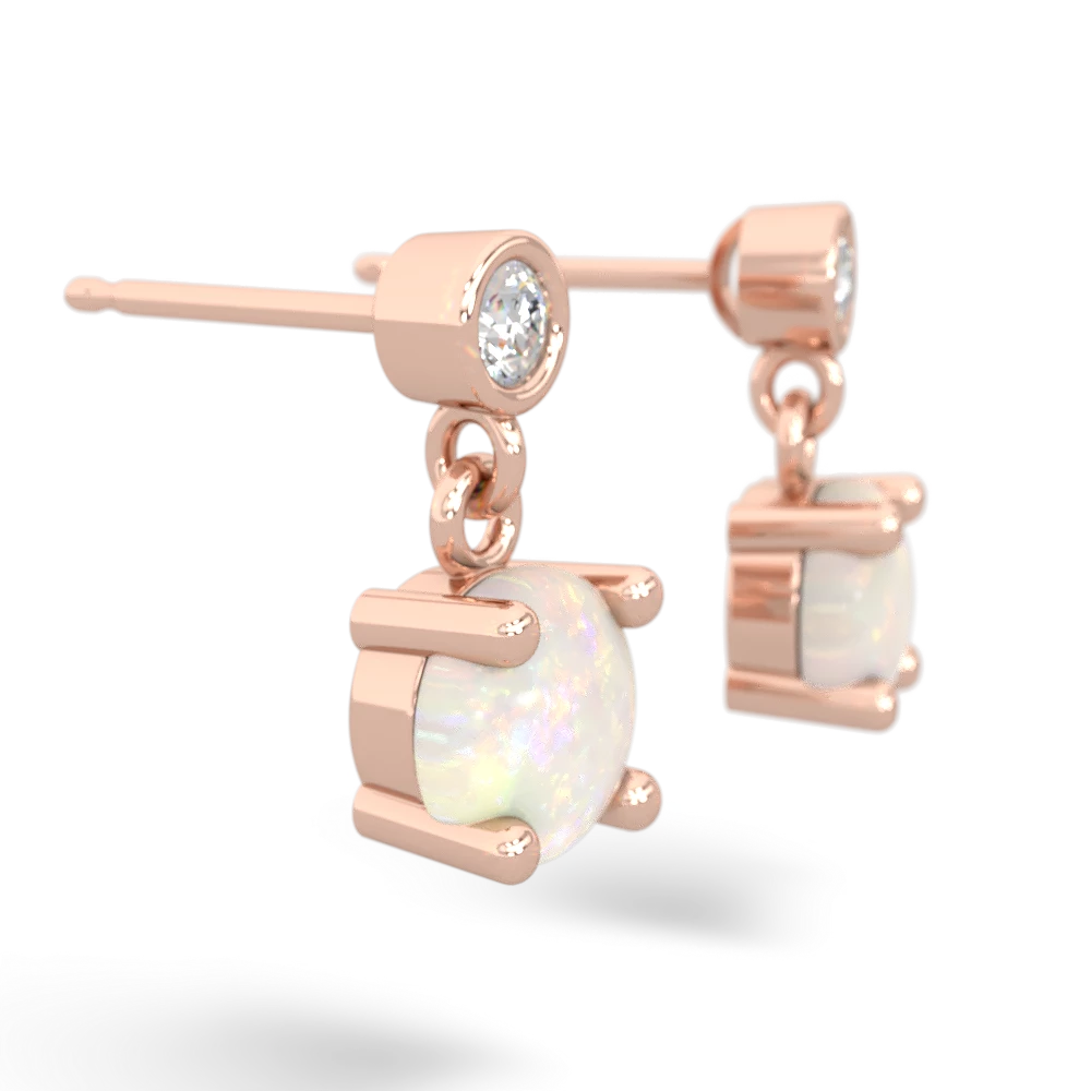 Opal Diamond Drop 6Mm Round 14K Rose Gold earrings E1986