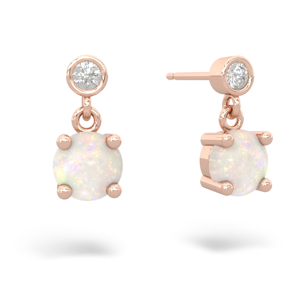 Opal Diamond Drop 6Mm Round 14K Rose Gold earrings E1986