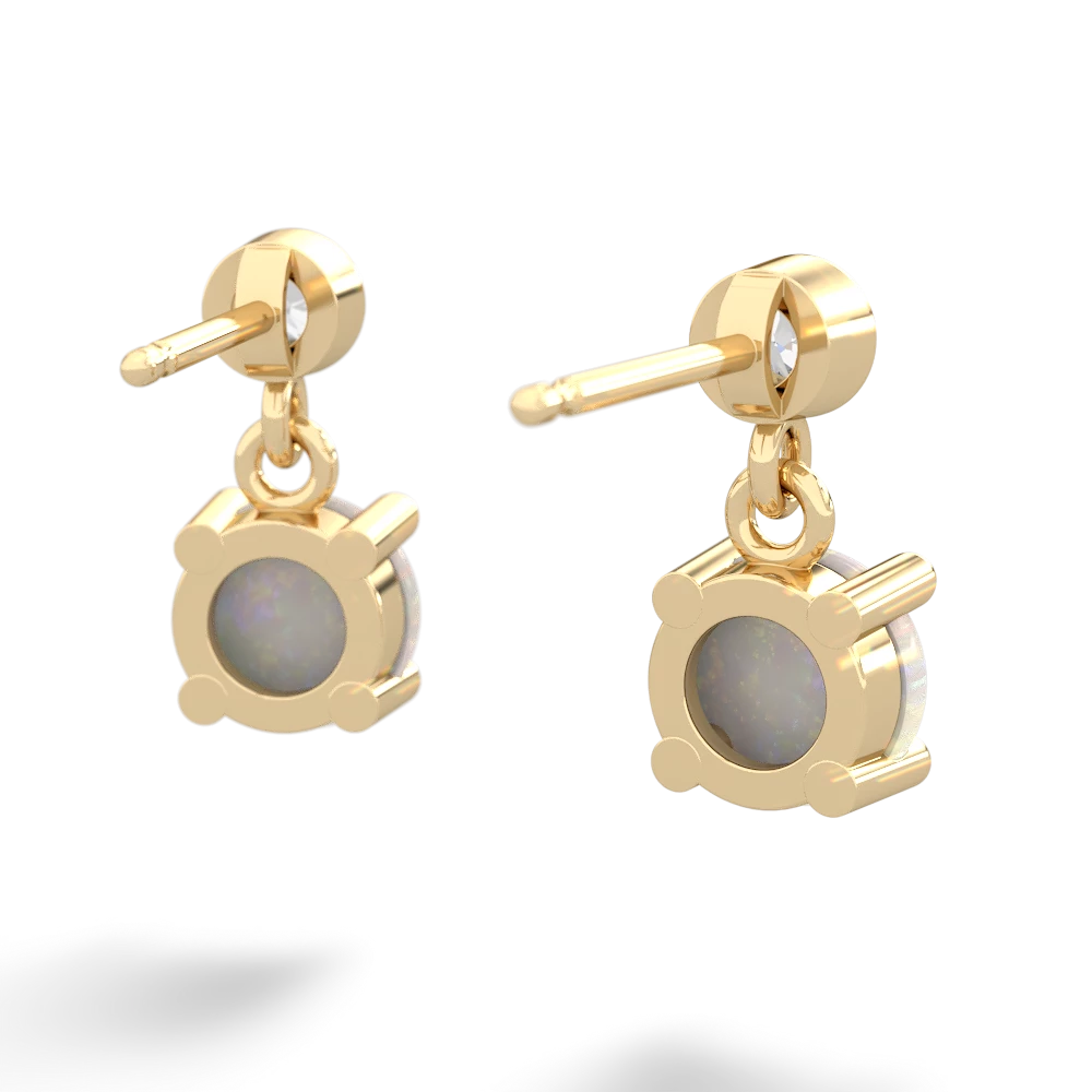 Opal Diamond Drop 6Mm Round 14K Yellow Gold earrings E1986