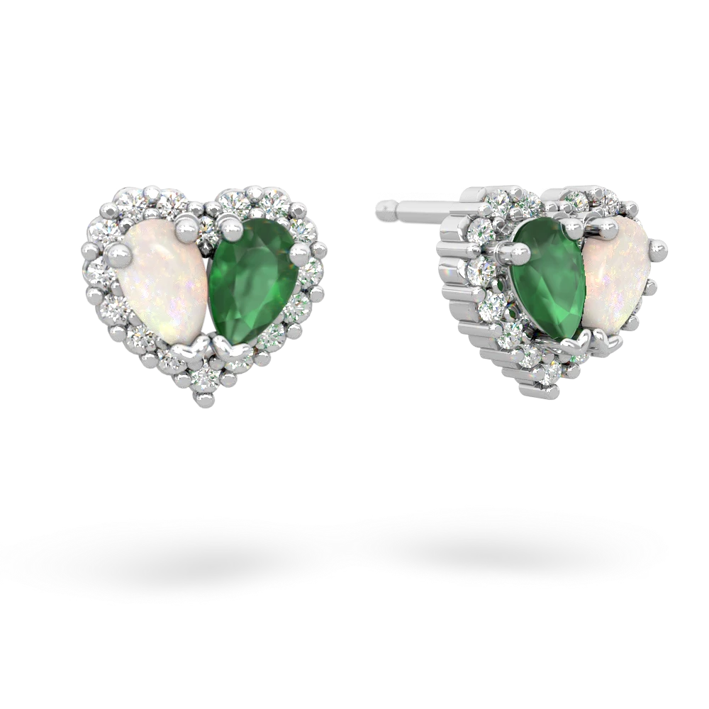 Opal Halo 14K White Gold earrings E7008