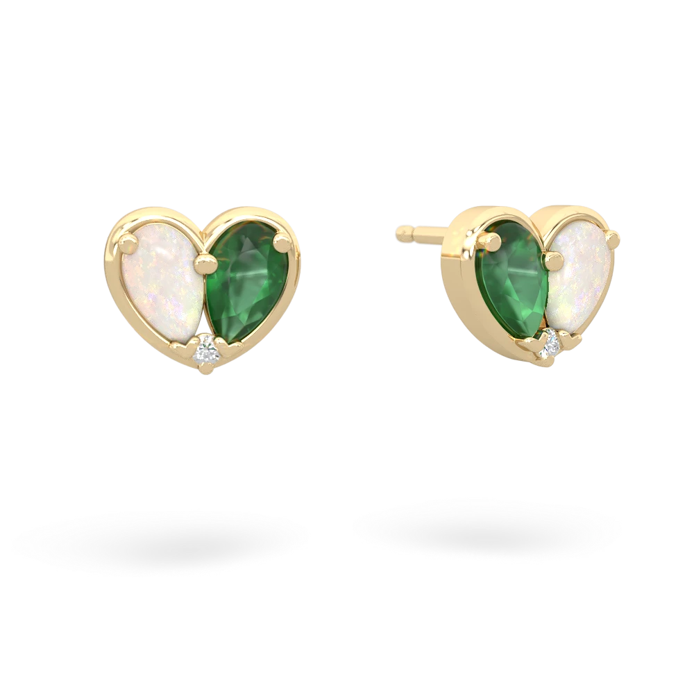 Opal 'Our Heart' 14K Yellow Gold earrings E5072