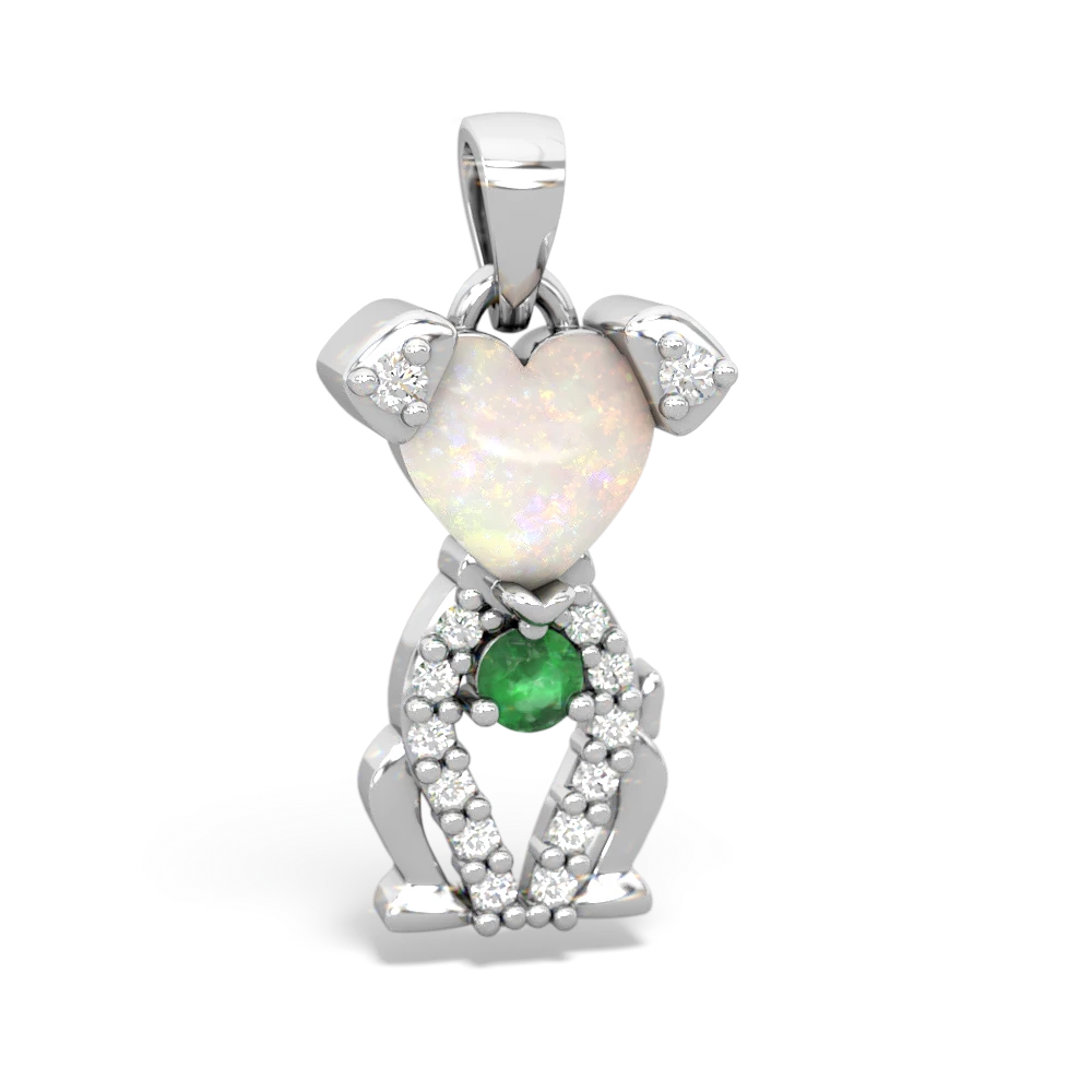 Opal Puppy Love 14K White Gold pendant P5800