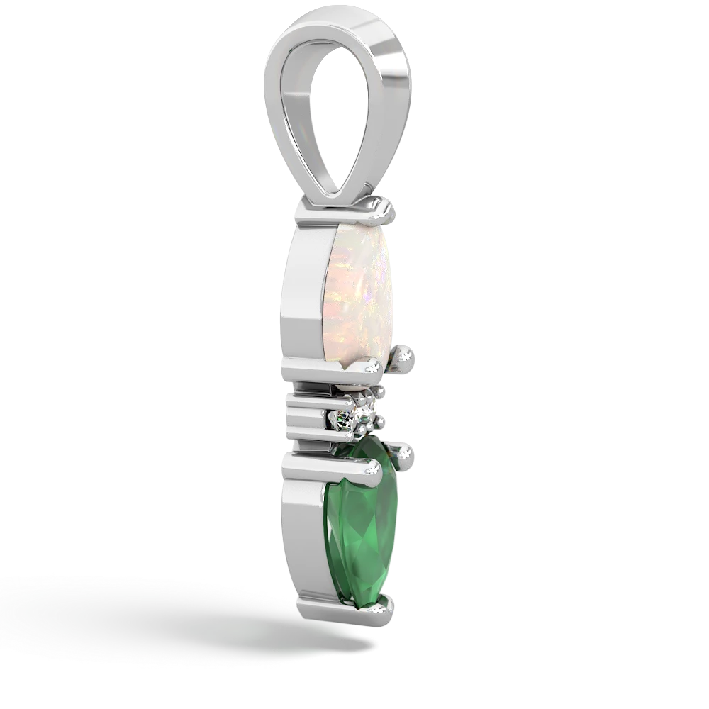 Opal Bowtie Drop 14K White Gold pendant P0865