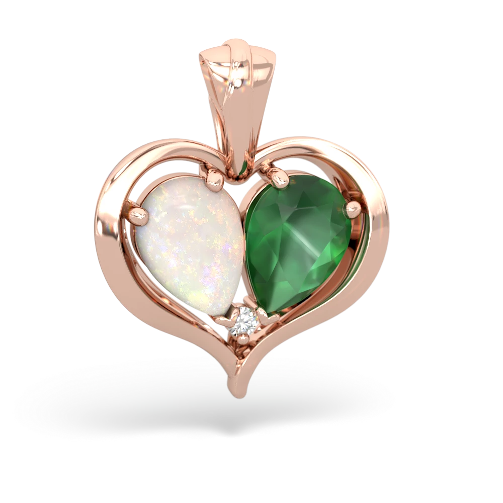 Opal Two Become One 14K Rose Gold pendant P5330