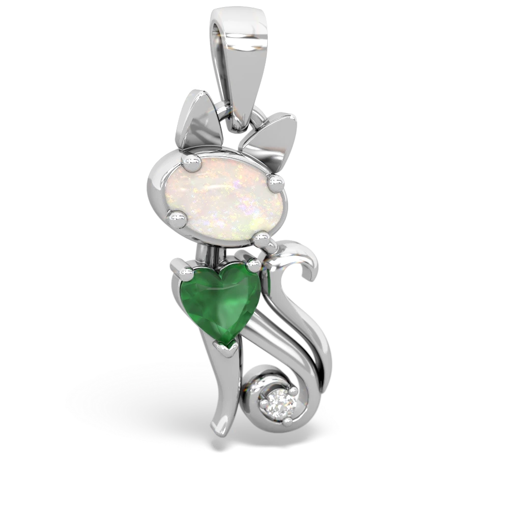 Opal Kitten 14K White Gold pendant P5780