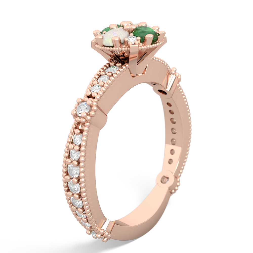 Opal Sparkling Tiara Cluster 14K Rose Gold ring R26293RD