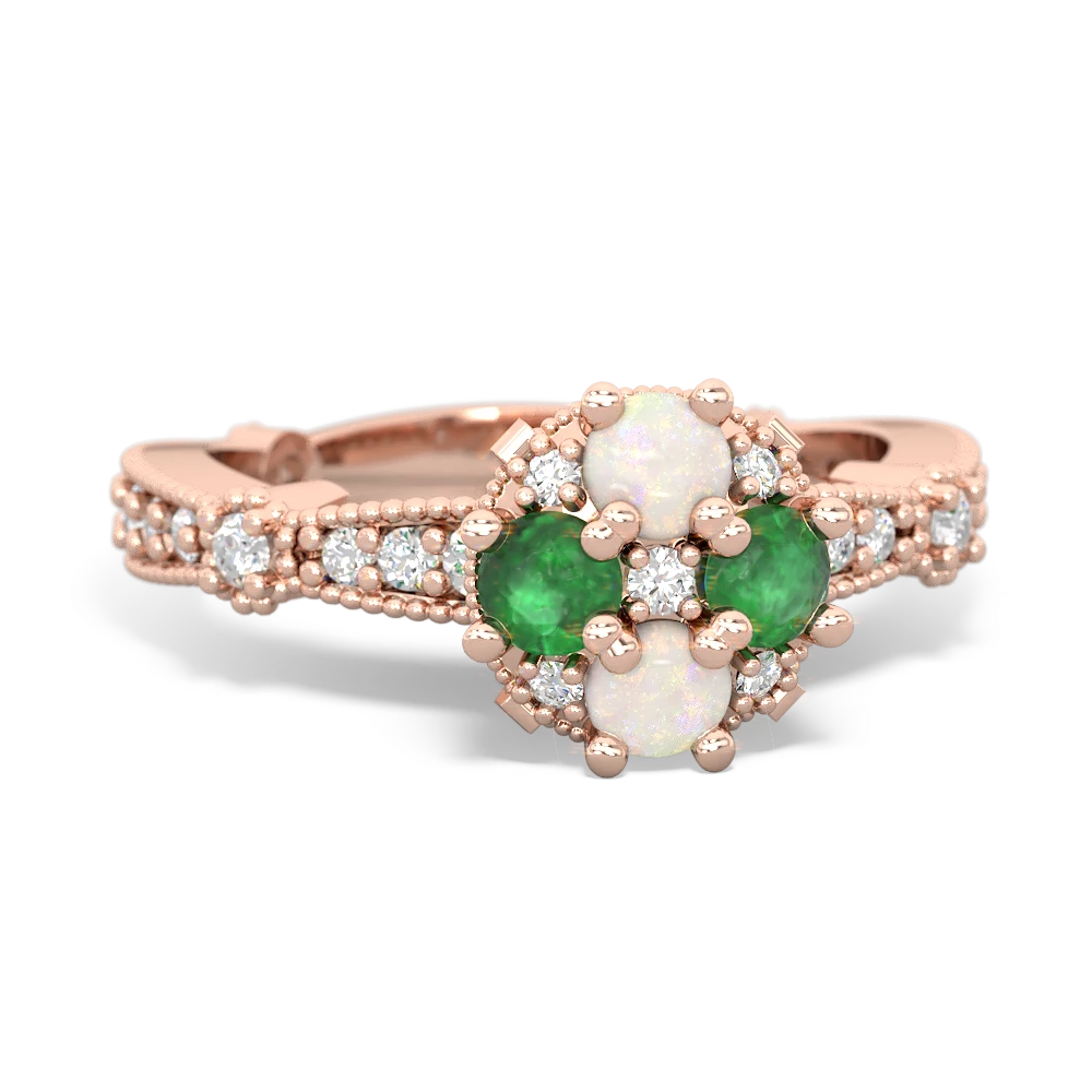 Opal Sparkling Tiara Cluster 14K Rose Gold ring R26293RD