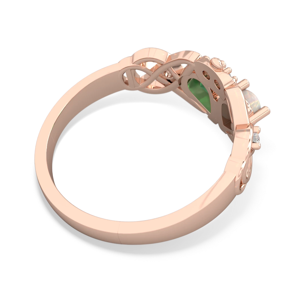 Opal 'One Heart' Celtic Knot Claddagh 14K Rose Gold ring R5322