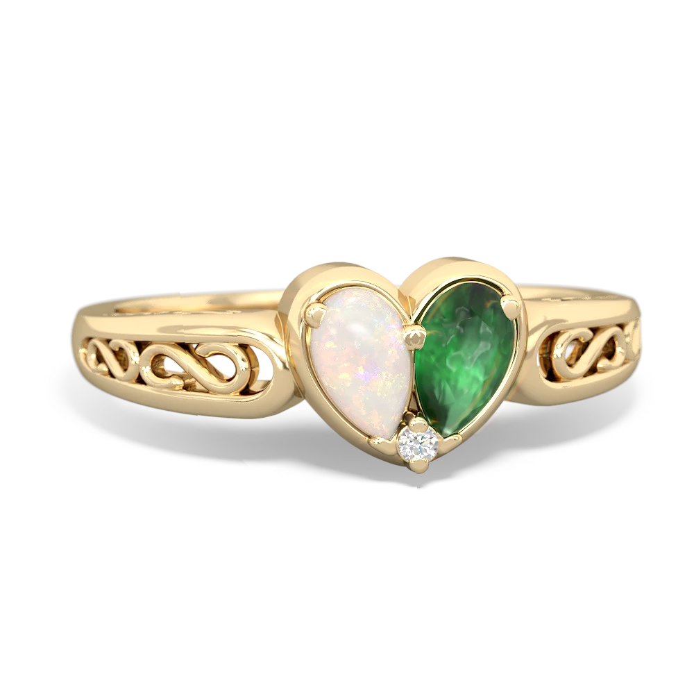 Opal Filligree 'One Heart' 14K Yellow Gold ring R5070