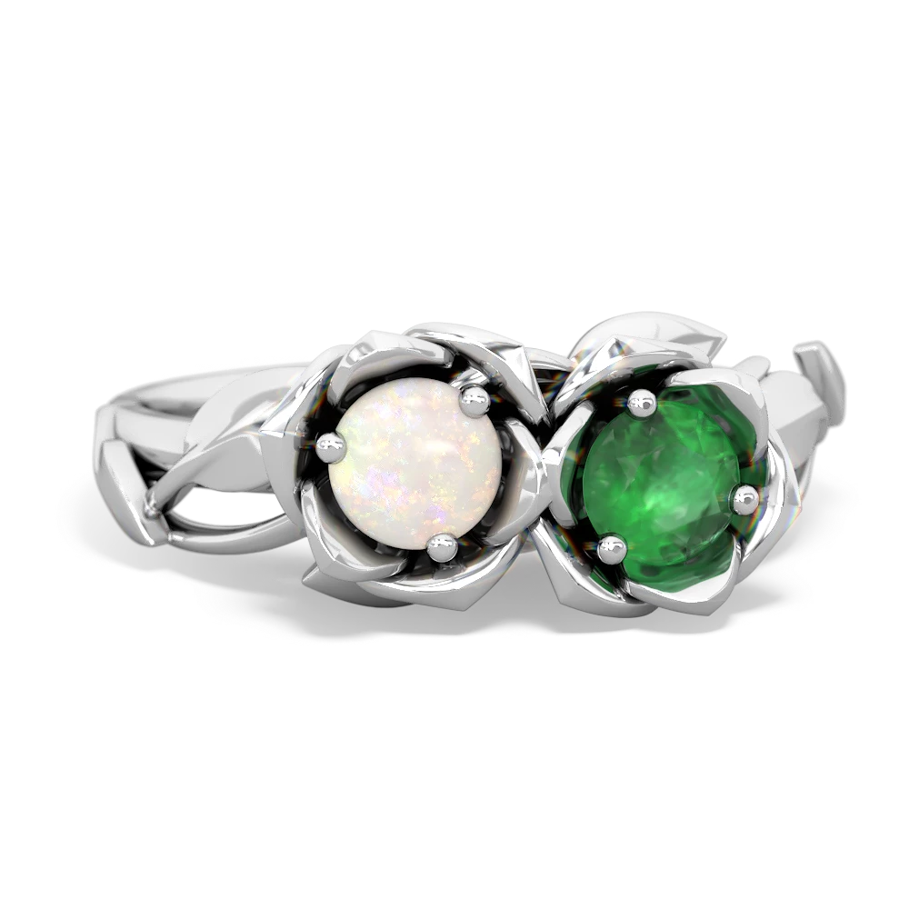 Opal Rose Garden 14K White Gold ring R5510