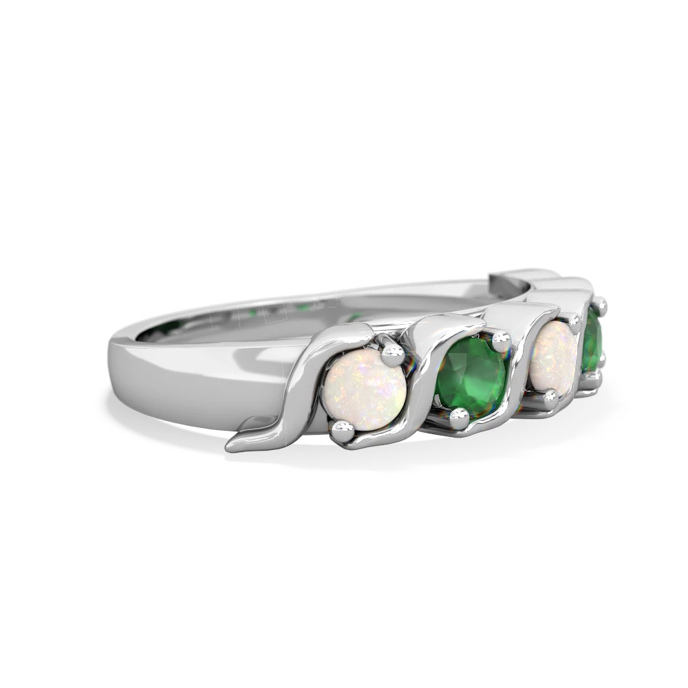 Opal Anniversary Band 14K White Gold ring R2089