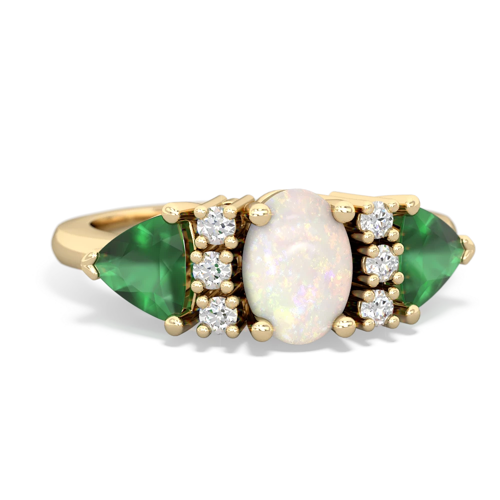 Opal Antique Style Three Stone 14K Yellow Gold ring R2186