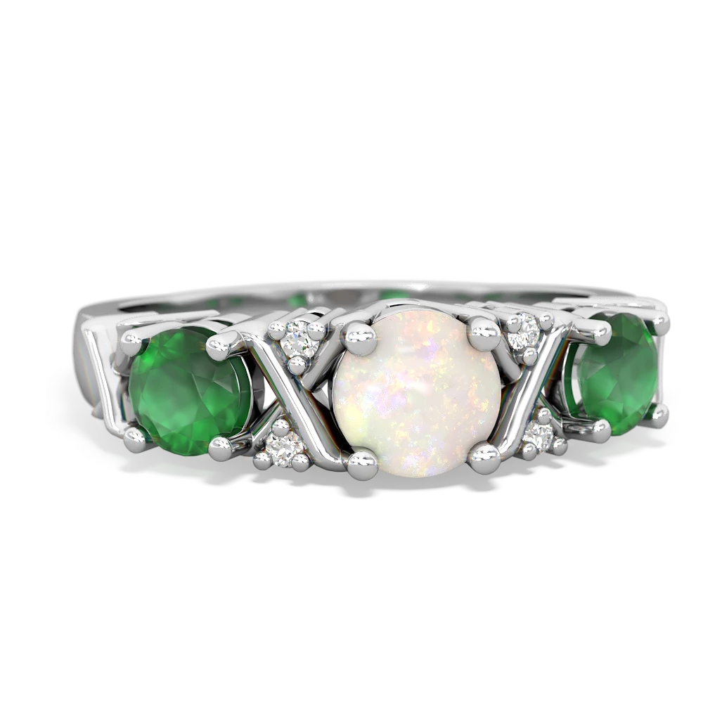 Opal Hugs And Kisses 14K White Gold ring R5016