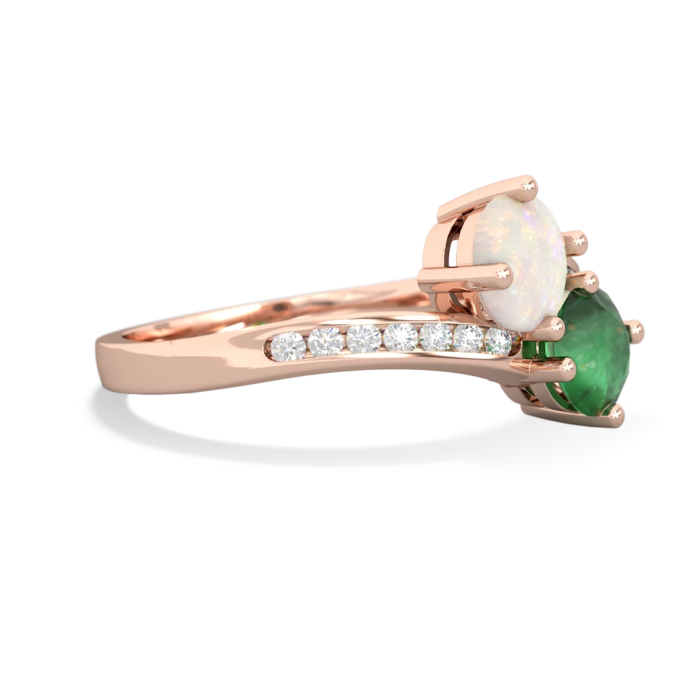 Opal Channel Set Two Stone 14K Rose Gold ring R5303