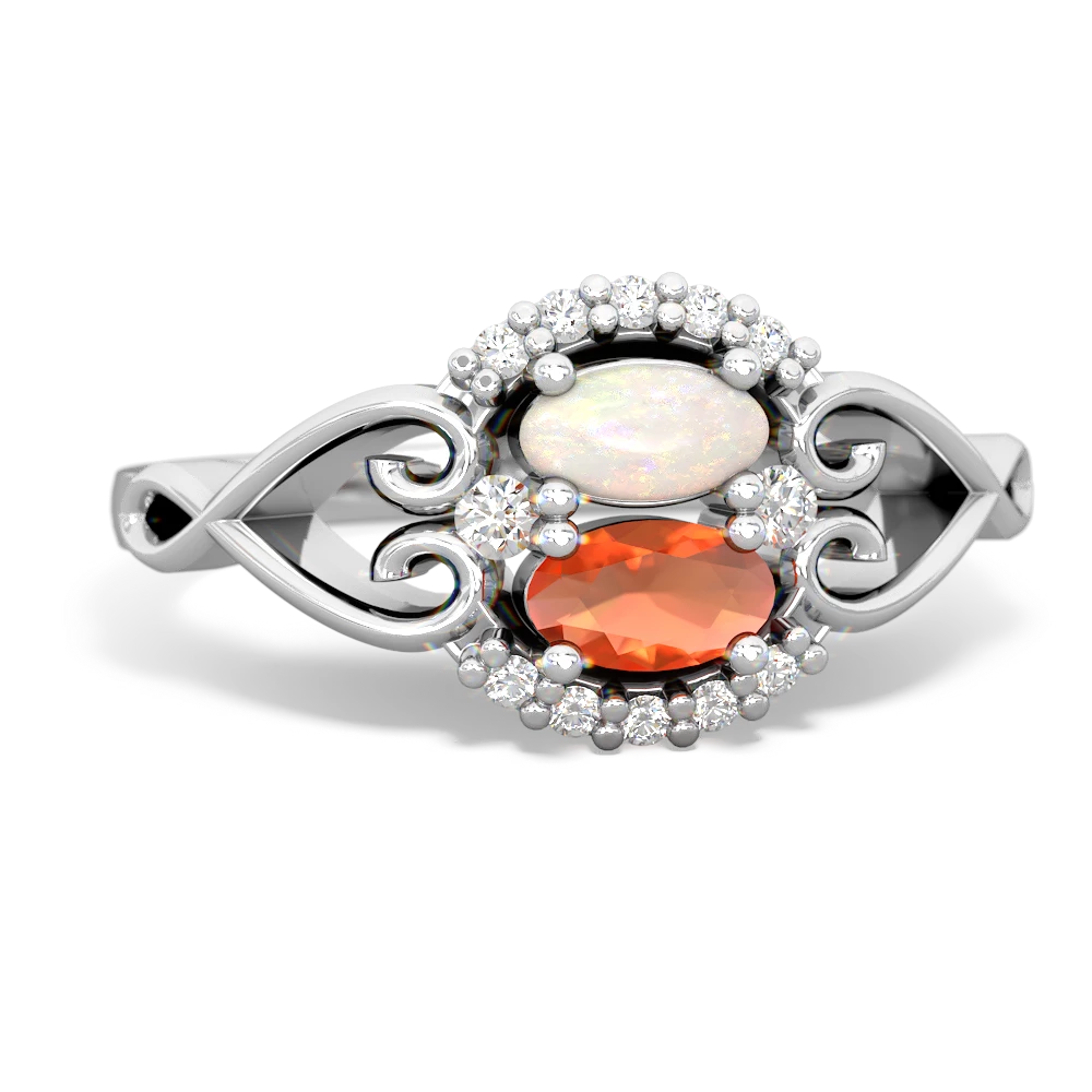 Opal Love Nest 14K White Gold ring R5860