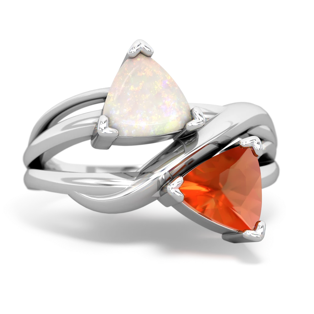 Opal Split Band Swirl 14K White Gold ring R2341