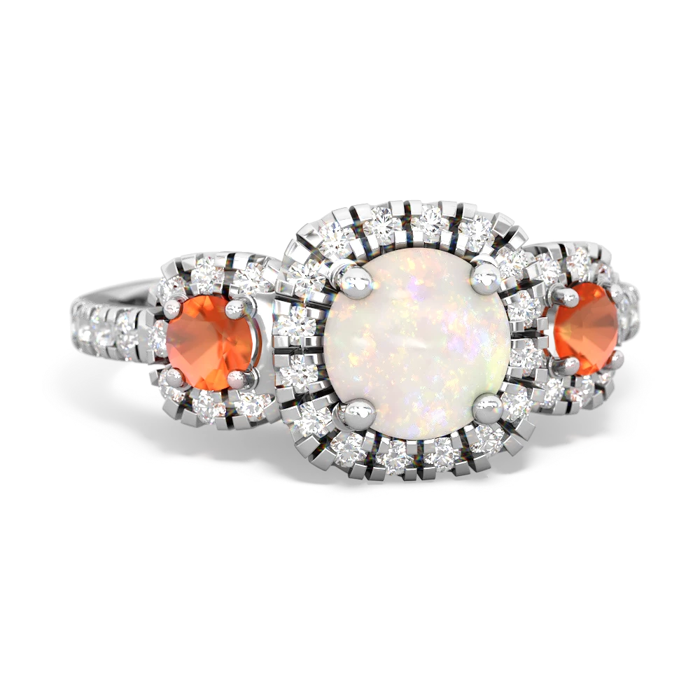 Opal Regal Halo 14K White Gold ring R5350