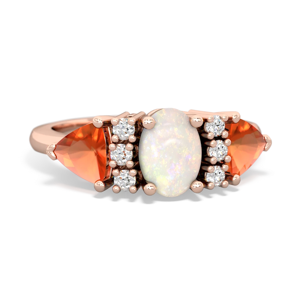 Opal Antique Style Three Stone 14K Rose Gold ring R2186