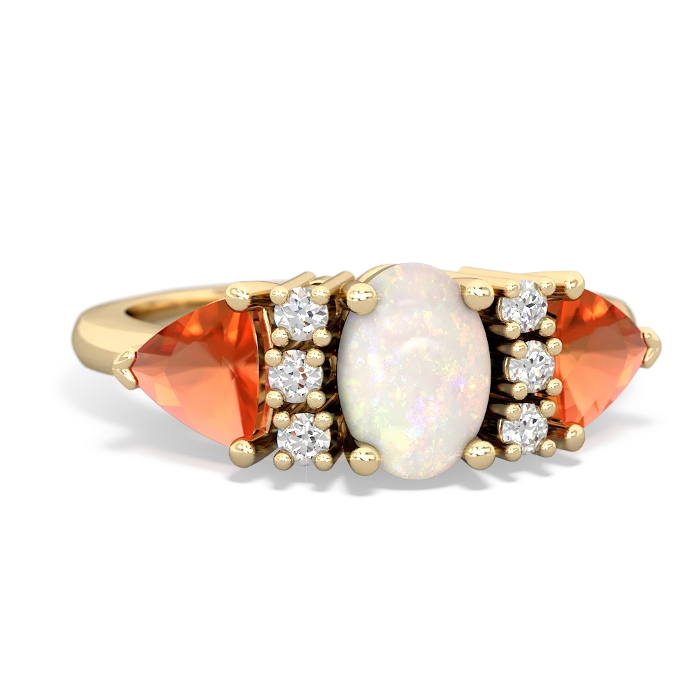 Opal Antique Style Three Stone 14K Yellow Gold ring R2186