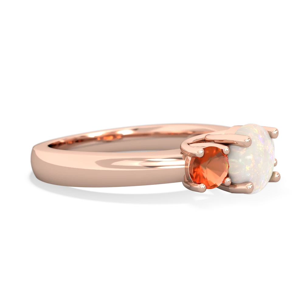 Opal Three Stone Round Trellis 14K Rose Gold ring R4018