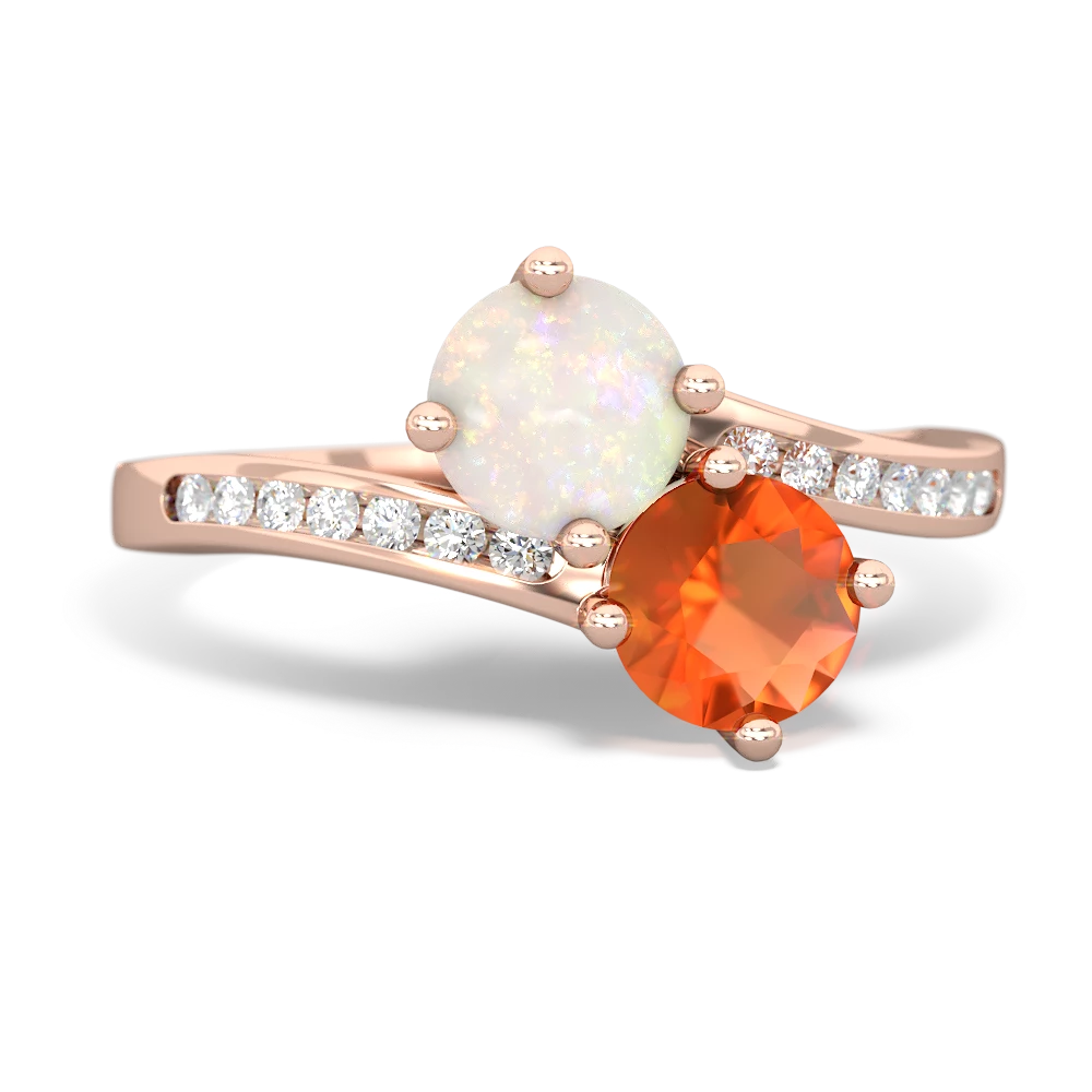 Opal Channel Set Two Stone 14K Rose Gold ring R5303