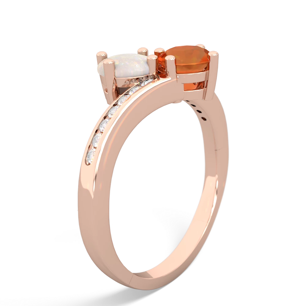 Opal Channel Set Two Stone 14K Rose Gold ring R5303