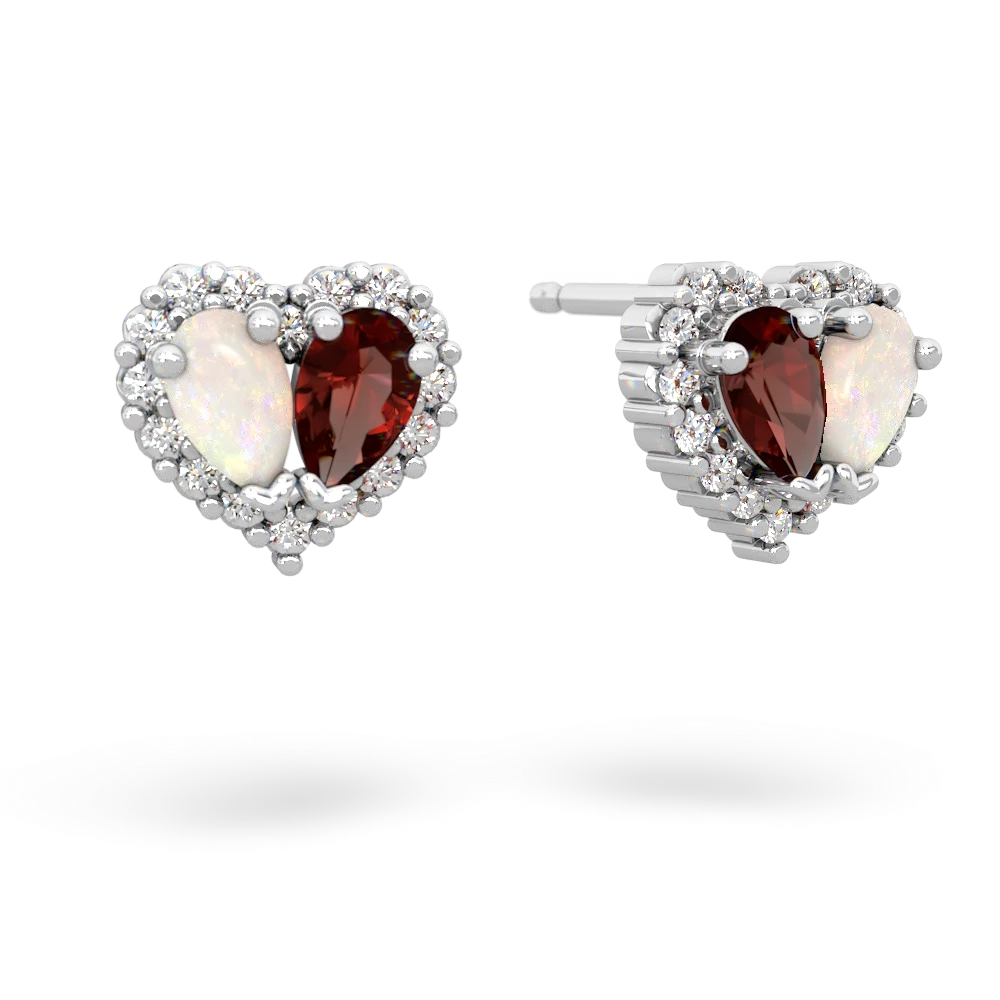 Opal Halo 14K White Gold earrings E7008