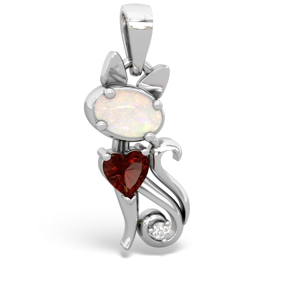 Opal Kitten 14K White Gold pendant P5780