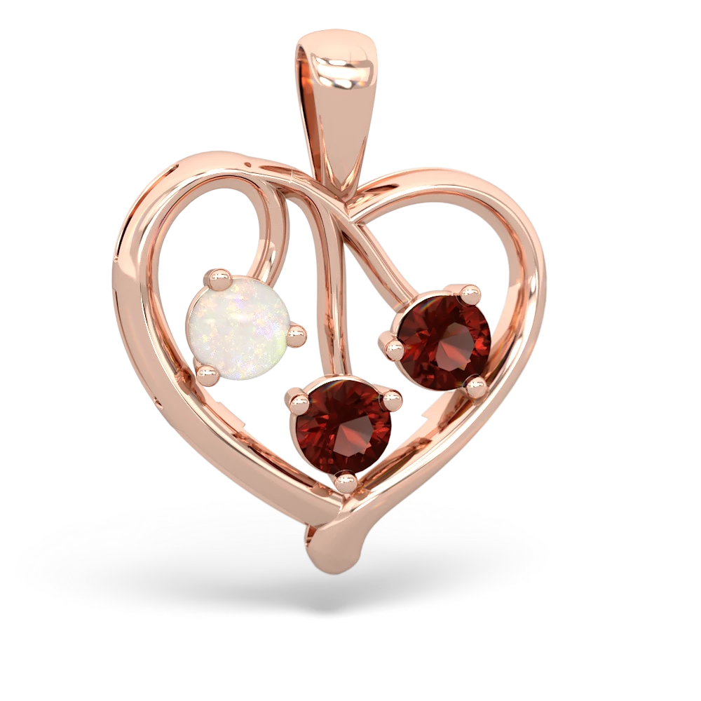 Opal Glowing Heart 14K Rose Gold pendant P2233