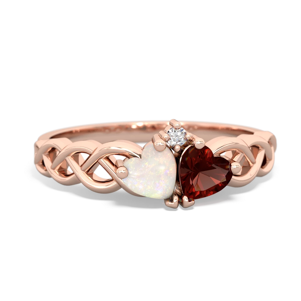 Opal Heart To Heart Braid 14K Rose Gold ring R5870