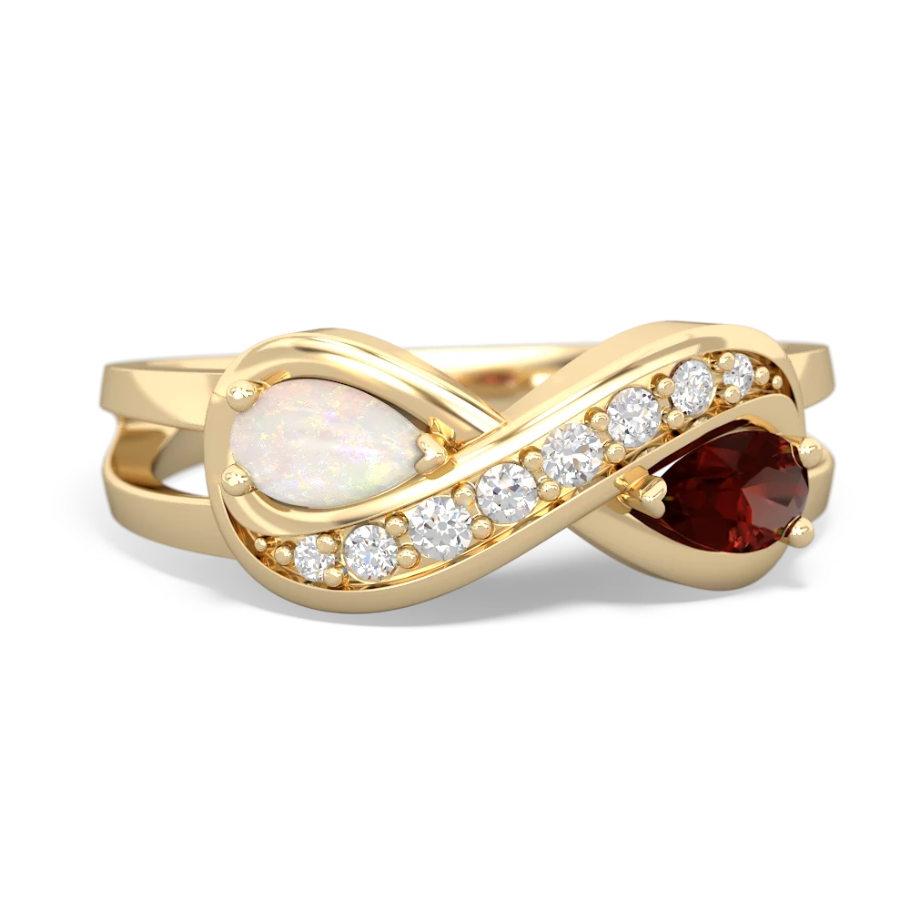 Opal Diamond Infinity 14K Yellow Gold ring R5390