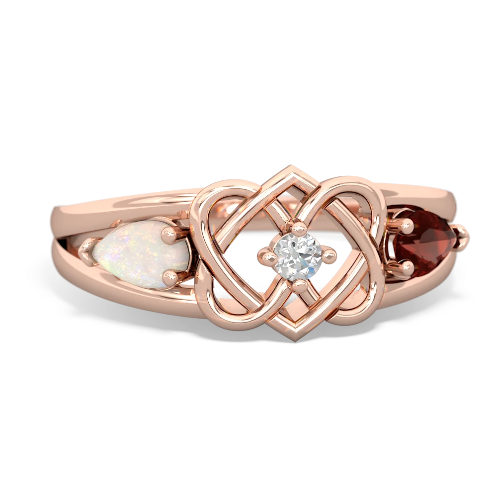 Opal Hearts Intertwined 14K Rose Gold ring R5880